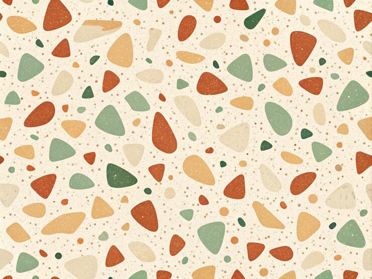 un fondo colorido con un patrón de pequeñas piedras de colores y guijarros verdes y naranjas