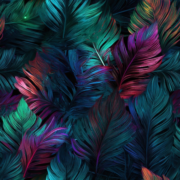 Un fondo colorido con un patrón de plumas.