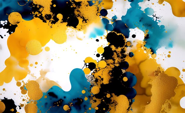 Un fondo colorido con pintura azul y amarilla y la palabra arte en él.