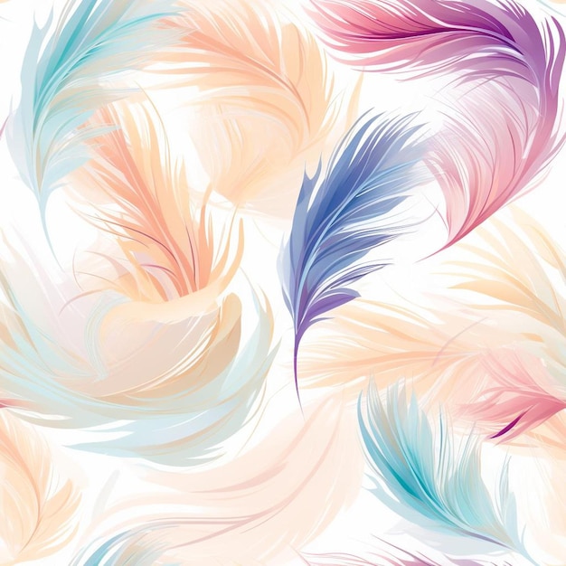 Un fondo colorido con plumas y un patrón colorido.