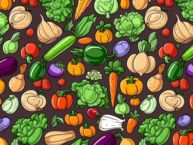 Un fondo colorido con verduras y una foto de una verdura.
