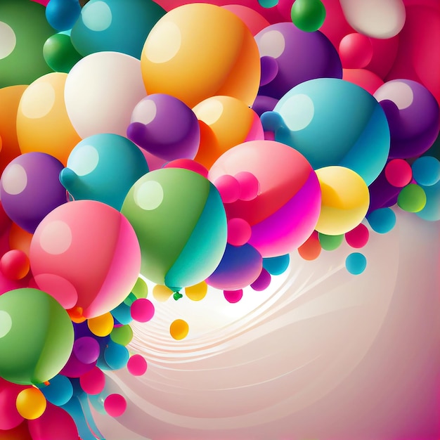 Fondo colorido vivo feliz cumpleaños con globos IA generativa