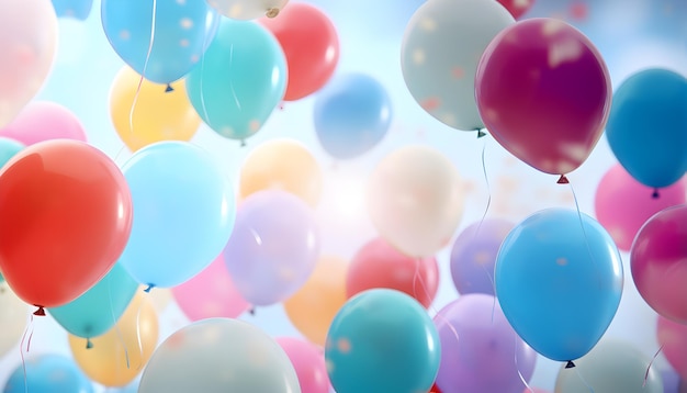 Foto el fondo de los coloridos globos de cumpleaños