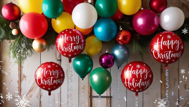 El fondo de los coloridos globos navideños