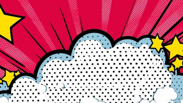 Fondo cómico de arte pop con color de semitono y nube divertida