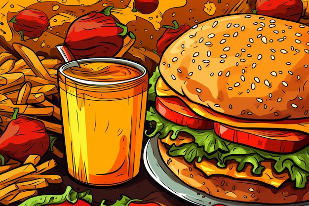 Foto fondo de comida con hamburguesas