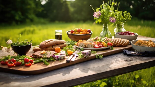 Fondo de comida de madera vintage