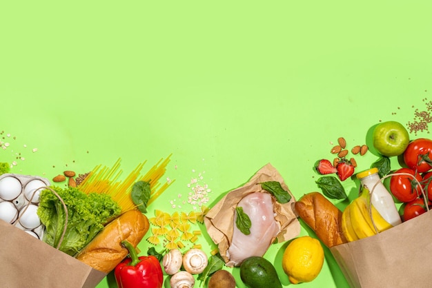 Fondo de comida saludable de compras