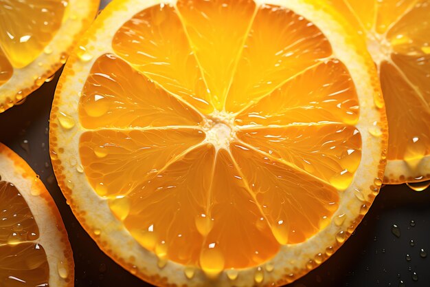 Fondo de comida sana de rodajas de naranja fresca