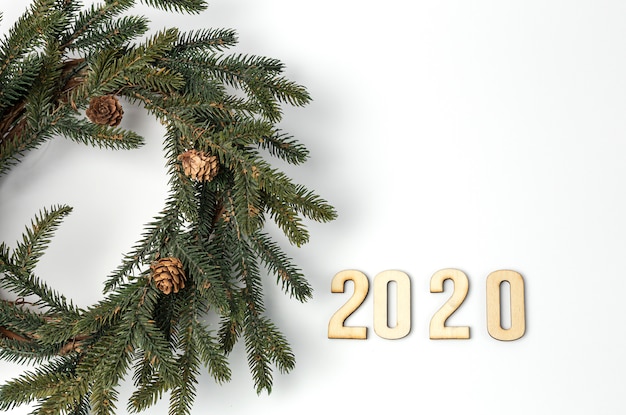 Fondo con composición de decoración navideña 2020