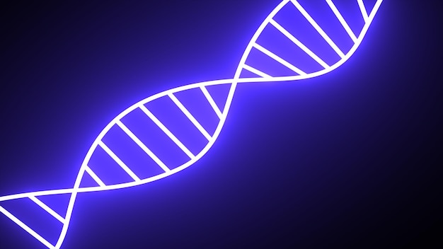 Fondo de concepto de biología de estructura de doble hélice de hebra de ADN de neón