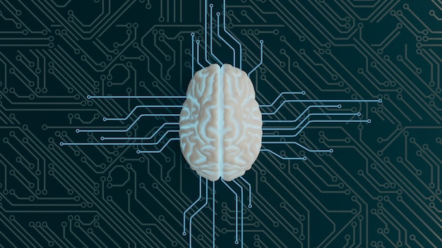 Fondo de concepto de cerebro digital de inteligencia artificial renderizado 3d