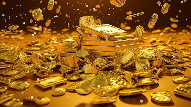 Fondo de concepto de dinero con pilas de monedas de oro Resumen de finanzas con monedas amarillas AI generado