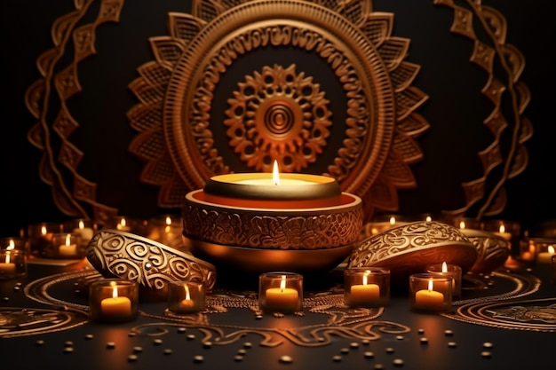 Fondo del concepto de Diwali Festival indio de Diwali Festival hindú de Diwali