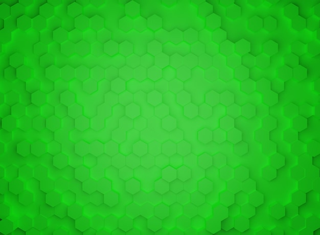 Fondo de concepto hexagonal verde abstracto con render 3d