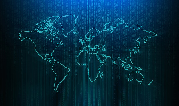 Fondo de concepto de tecnología futura de circuito azul mundo cibernético