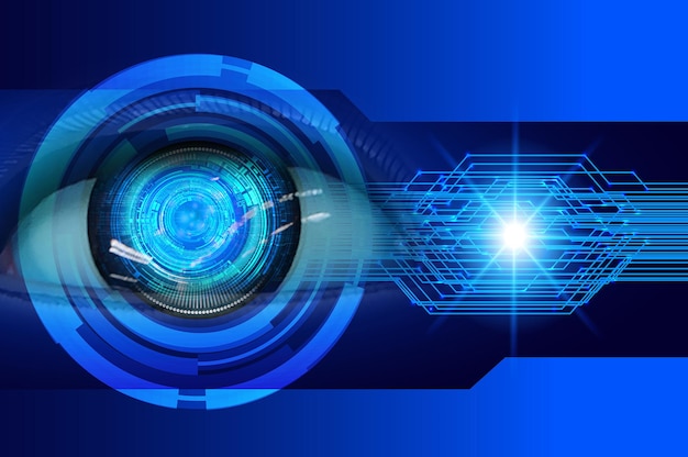 Fondo de concepto de tecnología futura de circuito ojo azul cyber