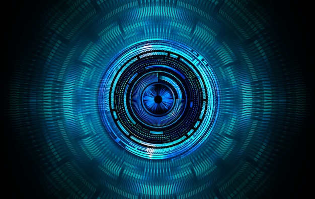 Fondo de concepto de tecnología futura de circuito ojo azul cyber