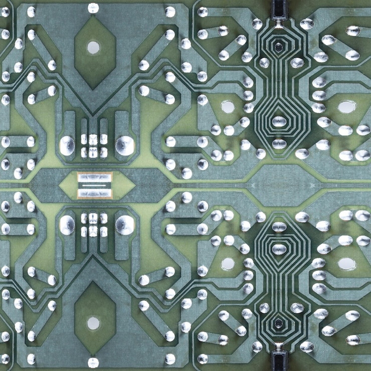 Foto fondo de concepto de tecnología de microchip con elementos electrónicos de placa de circuito. patrón abstracto para tecnología informática, ilustración informática integrada en la placa base.
