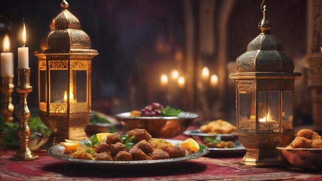 Fondo del concepto de tiempo de iftar de Ramadán