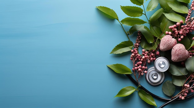 fondo conceptual del día mundial de la salud con el ornamento del planeta Tierra en fondo azul