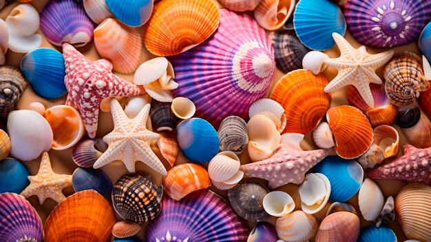 fondo de conchas de mar en la arena