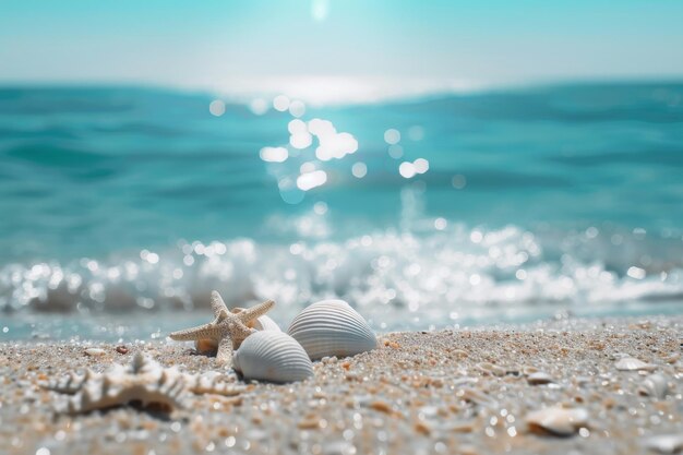 Foto fondo de conchas marinas en la orilla