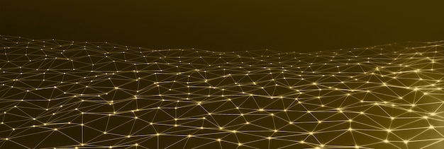 Fondo de conexión de cables dorados. Concepto de marea de lujo. Representación 3D.