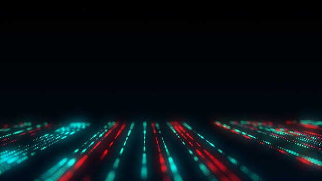 Fondo de conexión de red cibernética de partículas de flujo digital abstracto Visualización de datos grandes