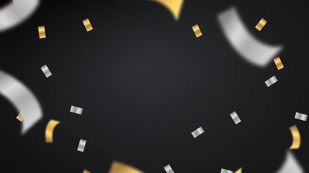 fondo de confeti dorado de lujo realista negro oro plata