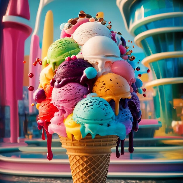 Foto el fondo del cono de helado