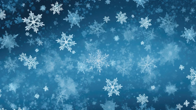 Foto fondo con copos de nieve en color azul