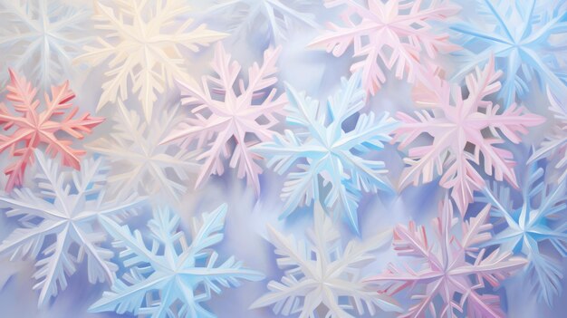 fondo con copos de nieve en colores pastel suaves estilo 3D