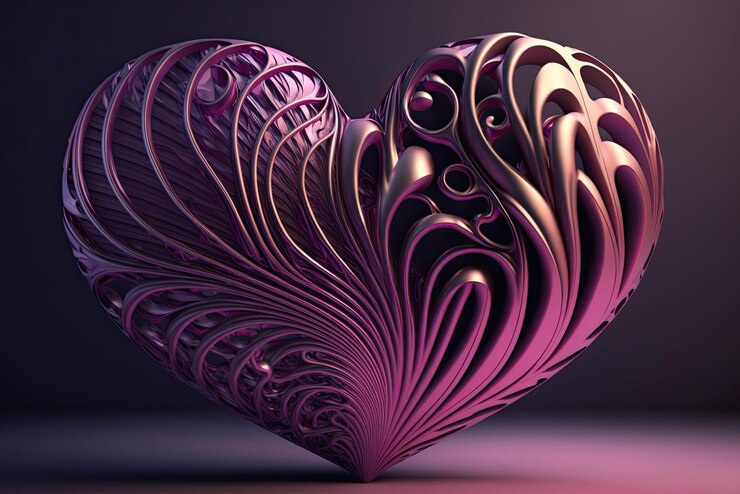 Fondo de corazón ondulado 3D rosa y morado