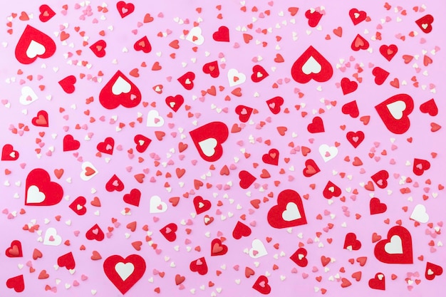 Fondo de corazón rosa Concepto amor tarjeta de felicitación del día de San Valentín Lay Flat