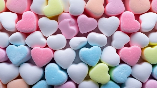 Fondo de corazones de caramelo de colores brillantes para el Día de San Valentín