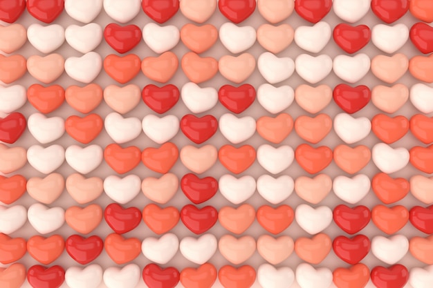 Fondo de corazones, render 3d.