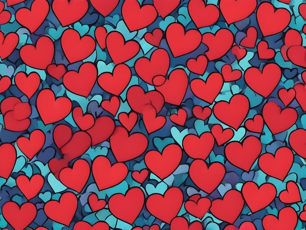 Fondo de corazones rojos con cinta para el día de San Valentín.