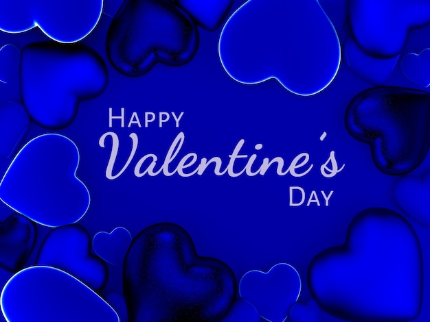 Fondo de corazones de San Valentín en azul, feliz día de San Valentín