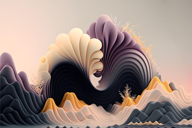 Fondo de corriente de onda oceánica en capas abstractas, generado por IA