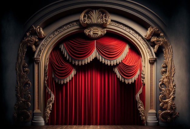 Fondo de cortina de escenario de teatro elegante Generativo ai