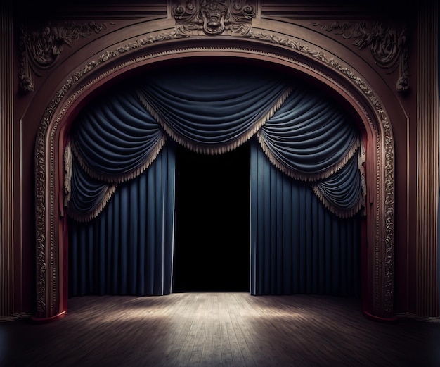 Fondo de cortina de escenario de teatro elegante Generativo ai