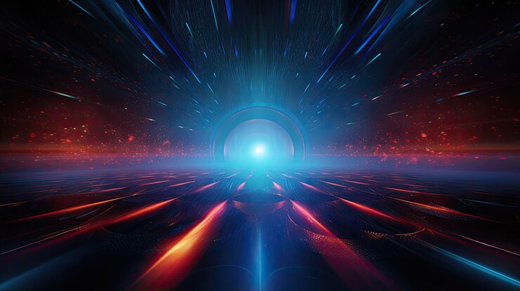 Fondo cósmico neón luces geométricas diseño abstracto fractal fondo papel pintado 16 9
