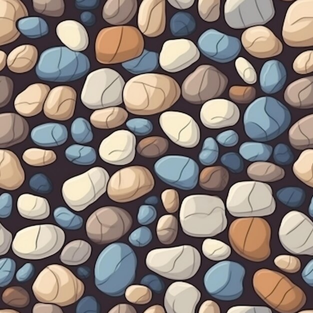 Foto un fondo sin costuras de rocas y piedras en un fondo negro generativo ai