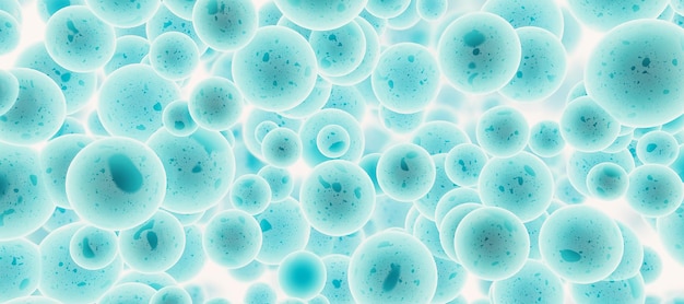 Fondo creativo de burbujas azules y blancas Textura de pantalla y concepto de página de inicio Representación 3D