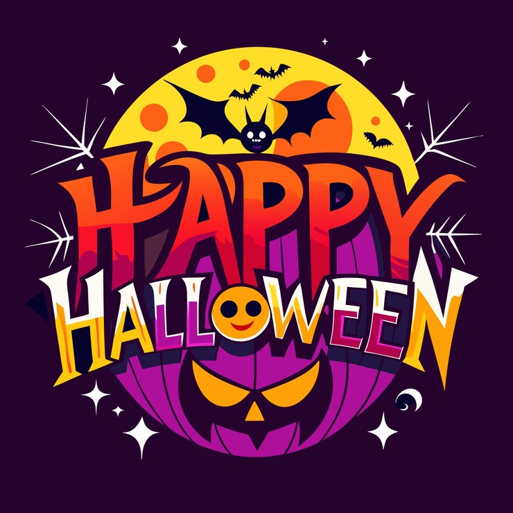 Foto fondo creativo con letras felices de halloween