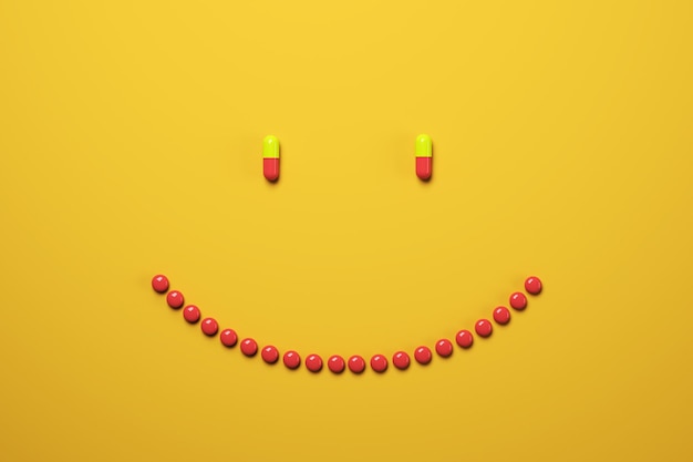 Fondo creativo de pastillas sonrientes