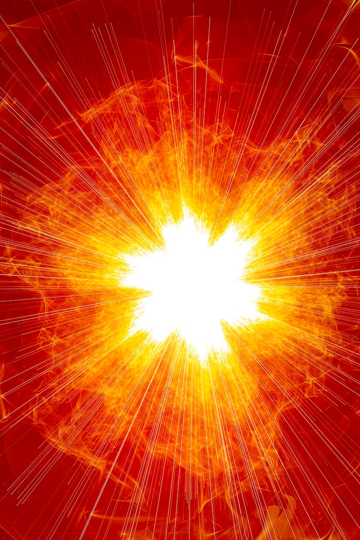 Foto fondo creativo con sol abstracto potente y brillante, imagen decorativa para publicidad o diseños