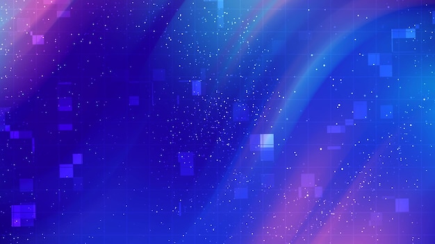 Fondo de cuadrícula digital futurista con partículas brillantes y elementos de datos abstractos