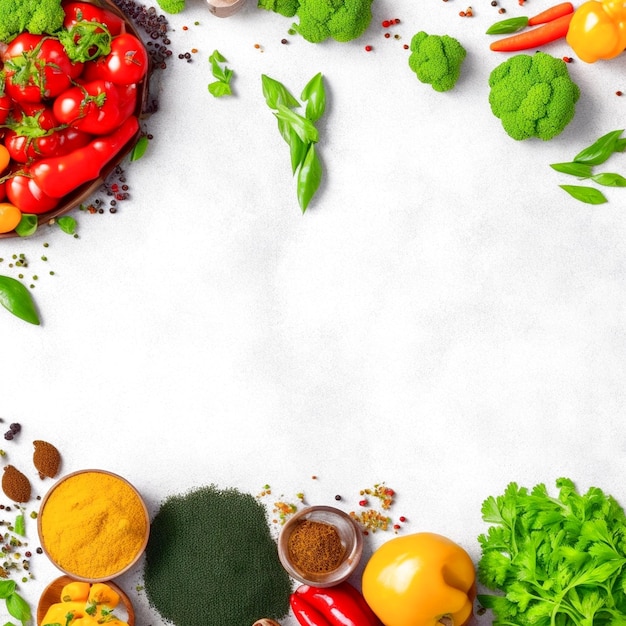 Foto fondo culinario con especias y verduras generadas ai